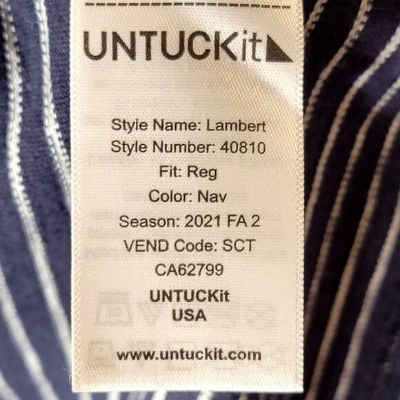 Untuckit Lambert Shirt Mens XL Crew Neck Long Sleeve Pullover Blue Casual Stripe - Picture 7 of 11